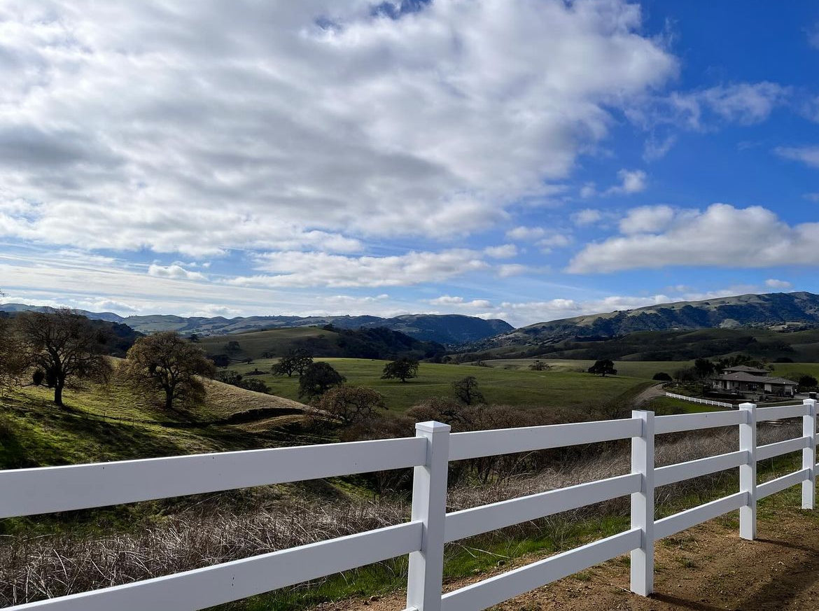 The photo shows the sweeping view of the San Francisco water district from the horseback riding area.